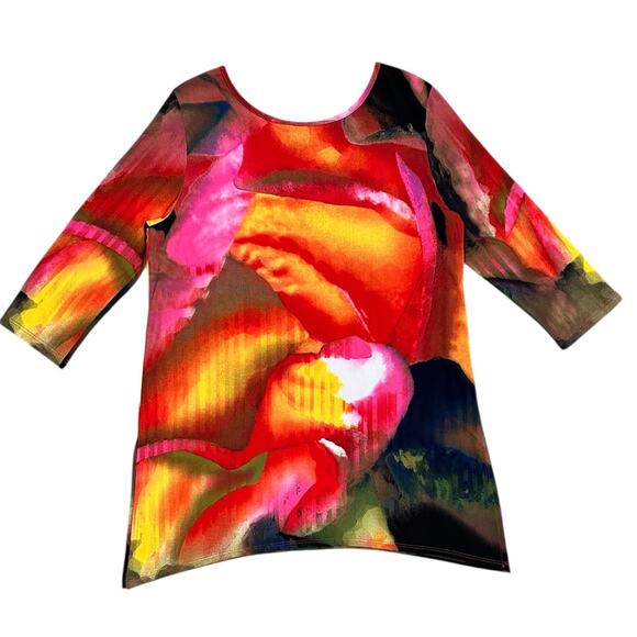 Clara Sun Woo Abstract Watercolor Grid Angle Tunic - Picture 2 of 7
